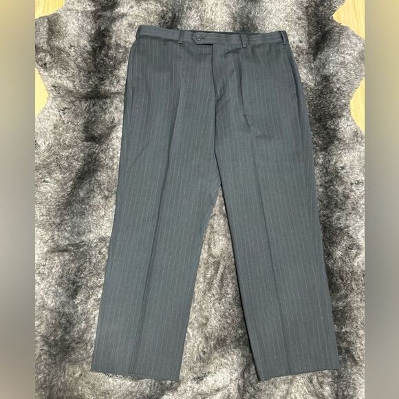 Brooks Brothers Stretch Mens W37 L28 Grey Wool Blend Striped Dress Pants - Picture 7 of 8
